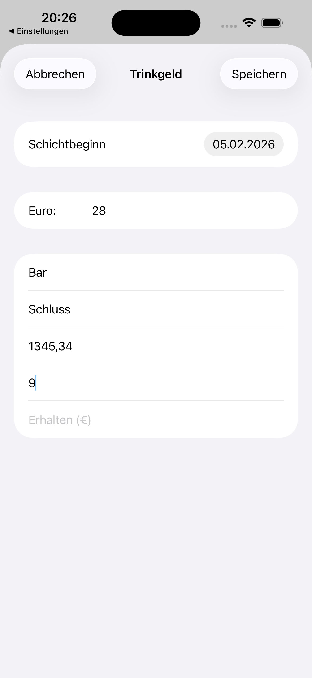 Trinkgeld hinzufügen